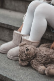 Beige gefütterter Schneestiefel aus Wildlederimitat