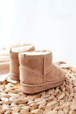 Beige gefütterte Schneestiefel aus Wildlederimitat