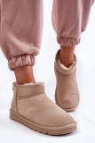 Niedrige beige Schneestiefel aus Veloursleder