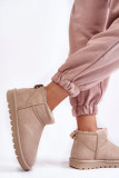 Niedrige beige Schneestiefel aus Veloursleder
