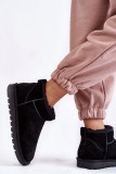 Niedrige Winterstiefel aus schwarzem Veloursleder