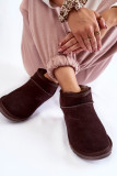 Braune niedrige Schneestiefel aus Wildleder