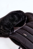 Gefütterte schwarze Schneestiefel mit Keilabsatz