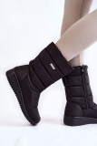 Gefütterte schwarze Schneestiefel mit Keilabsatz