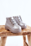 Silberne Stiefelette mit Reißverschluss