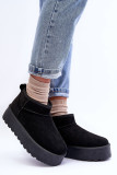 Schwarze Schneestiefel aus Veloursleder mit Plateau
