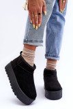 Schwarze Schneestiefel aus Veloursleder mit Plateau