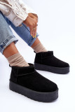 Schwarze Schneestiefel aus Veloursleder mit Plateau