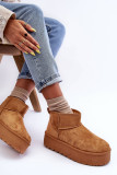 Braune Schneestiefel aus Veloursleder mit Plateau