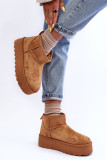 Braune Schneestiefel aus Veloursleder mit Plateau