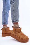 Braune Schneestiefel aus Veloursleder mit Plateau