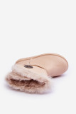 Beige gefütterte Schneestiefel mit Fell