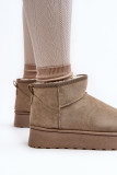 Gefütterte grüne Schneestiefel mit Plateausohle und Wildleder-Optik