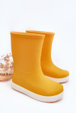 Gelber Gummistiefel mit Plattform und profilierter Innensohle