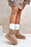 Beige Schneestiefel aus Veloursleder mit Plateau