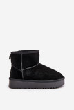 Schwarze Schneestiefel aus Veloursleder mit Plateau