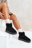 Schwarze Schneestiefel aus Veloursleder mit Plateau