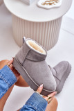 Graue gefütterte Schneestiefel mit Plattform und Veloursleder-Optik