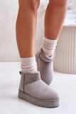 Graue gefütterte Schneestiefel mit Plattform und Veloursleder-Optik