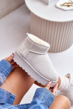 Graue gefütterte Schneestiefel mit Plattform und Velouroberfläche