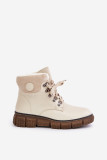 Beige gefütterte Stiefelette mit Plateau