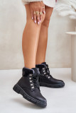 Gefütterte schwarze Stiefelette mit Reißverschluss und Plateausohle