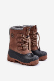 Hohe braune gefütterte Schneestiefel mit Kordelzug