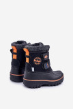 Schwarzer Winter-Snowboot mit Klettverschluss aus Kunstleder