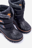 Schwarzer Winter-Snowboot mit Klettverschluss aus Kunstleder