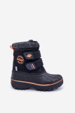 Schwarzer Winter-Snowboot mit Klettverschluss aus Kunstleder