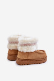 Winterstiefelette mit Fellbesatz und Muster, braun