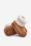 Winterstiefelette mit Fellbesatz und Muster, braun