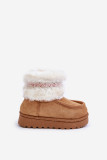 Winterstiefelette mit Fellbesatz und Muster, braun