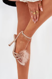 Beige Sandale mit Stiletto-Absatz und Federn