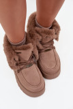 Snowboots auf Plateausohle mit Kunstfell und Schnürung, beige
