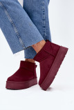 Bordeauxrote Schneestiefel aus Veloursleder mit Plateau