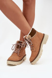 Gefütterte braune Stiefelette aus Kunstleder