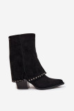Schwarze gefütterte Stiefelette mit umgeschlagenem Schaft