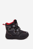 Gefütterte Schneestiefel mit Klettverschluss, schwarz