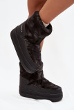 Schwarze Snowboots aus Kunstleder und Synthetik