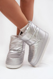 Silberne Schneestiefel mit warmer Fütterung