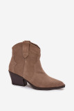 Beige Stiefelette aus Wildleder mit Blockabsatz