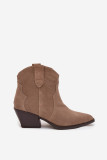 Beige Stiefelette aus Wildleder mit Blockabsatz