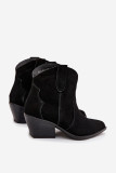 Schwarze Veloursleder-Stiefelette mit Blockabsatz