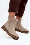 Snowboots mit Kunstfell und Plateausohle beige