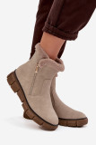 Snowboots mit Kunstfell und Plateausohle beige