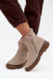 Snowboots mit Kunstfell und Plateausohle beige