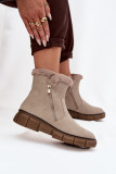 Snowboots mit Kunstfell und Plateausohle beige