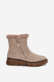 Snowboots mit Kunstfell und Plateausohle beige