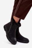 Schwarze Schneestiefel mit Kunstfell und Plateausohle